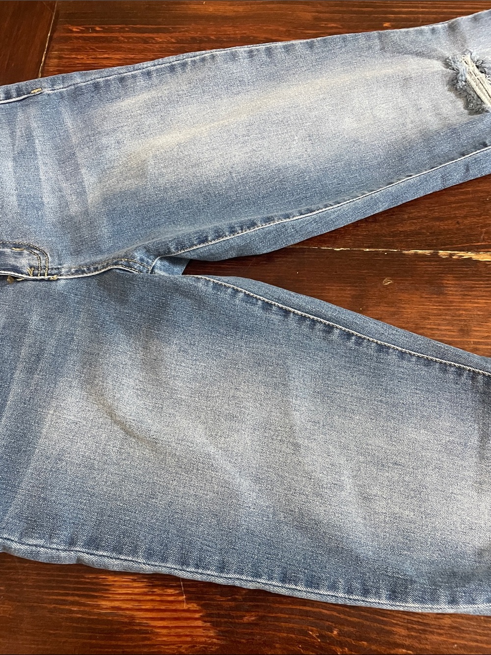 YMI Light Blue High-Rise Flare Jeans with Frayed Hem - Picture 4 of 12
